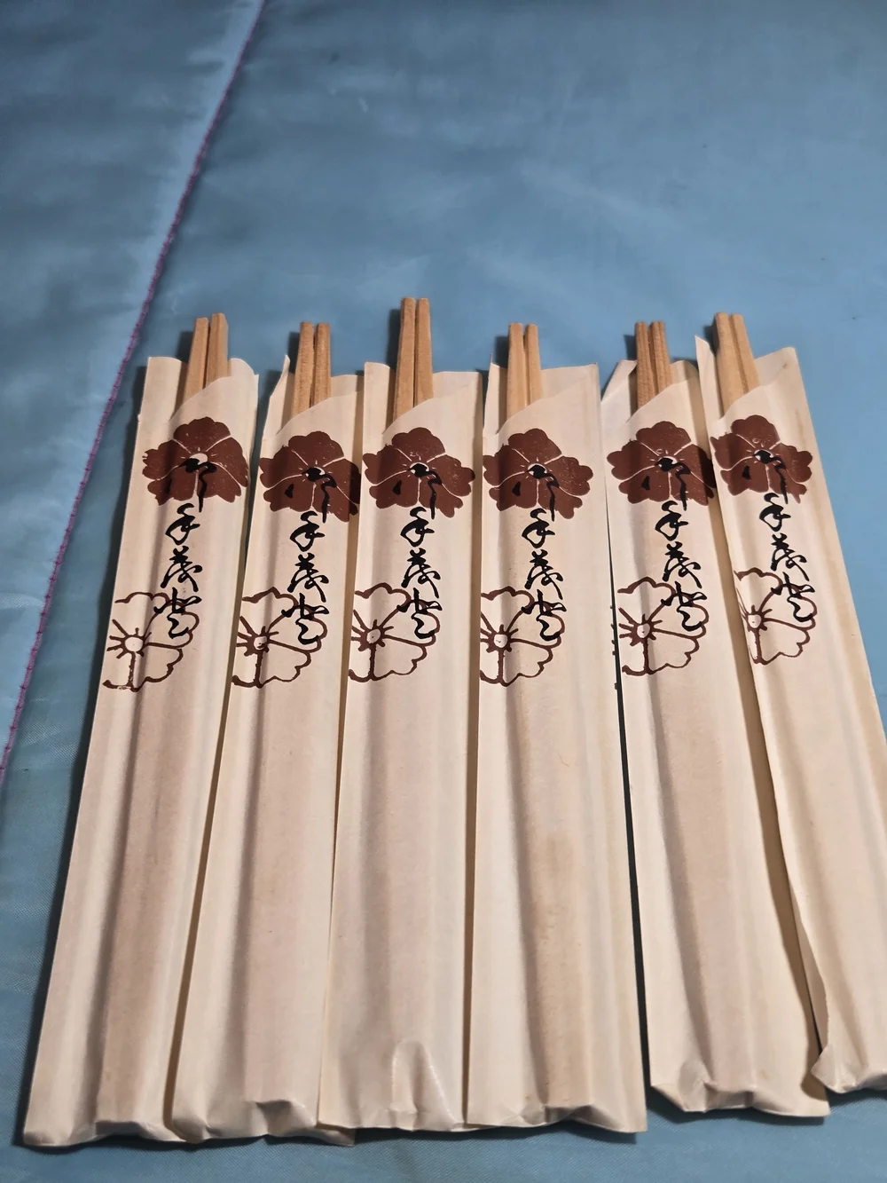Set of 6 Bamboo Wooden Disposable Chopsticks Individually Wrapped 8